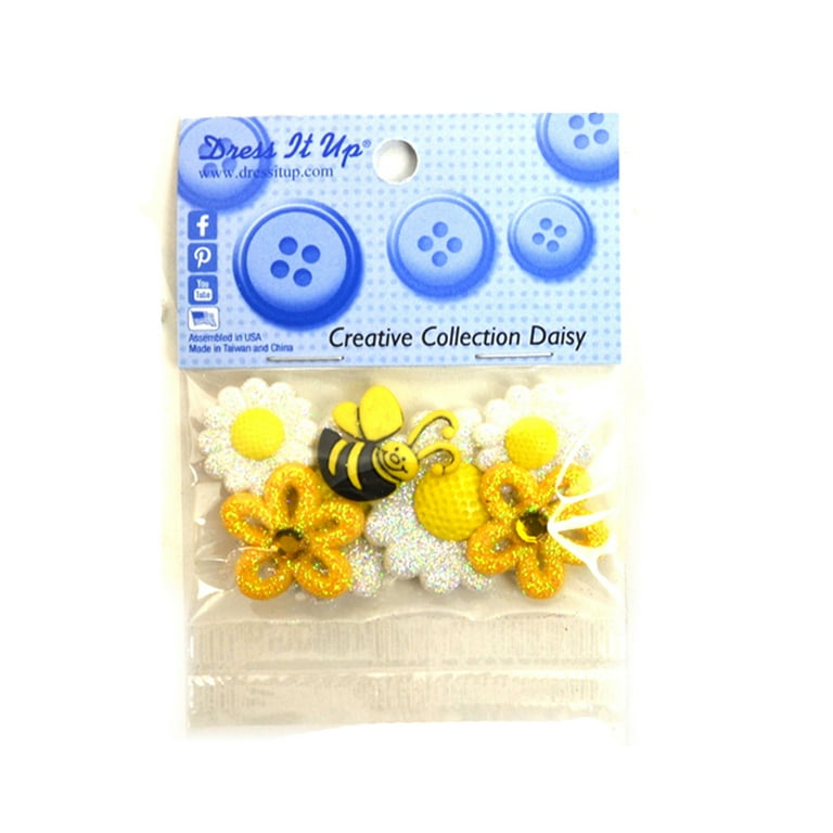 Dress It Up Buttons Creative Collection Daisy Flower Craft Sewing Fasteners Multi Color 8 Pcs