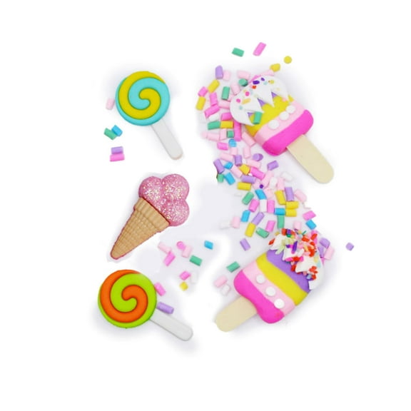 Dress It Up Buttons, Ice Cream and Sprinkles, Sewing Fasteners, Multi-Color, 5 Pieces