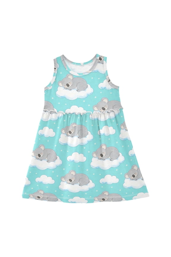 Dress Koala Clouds Sleeveless Dress for Hem A-Line Casual Sundress