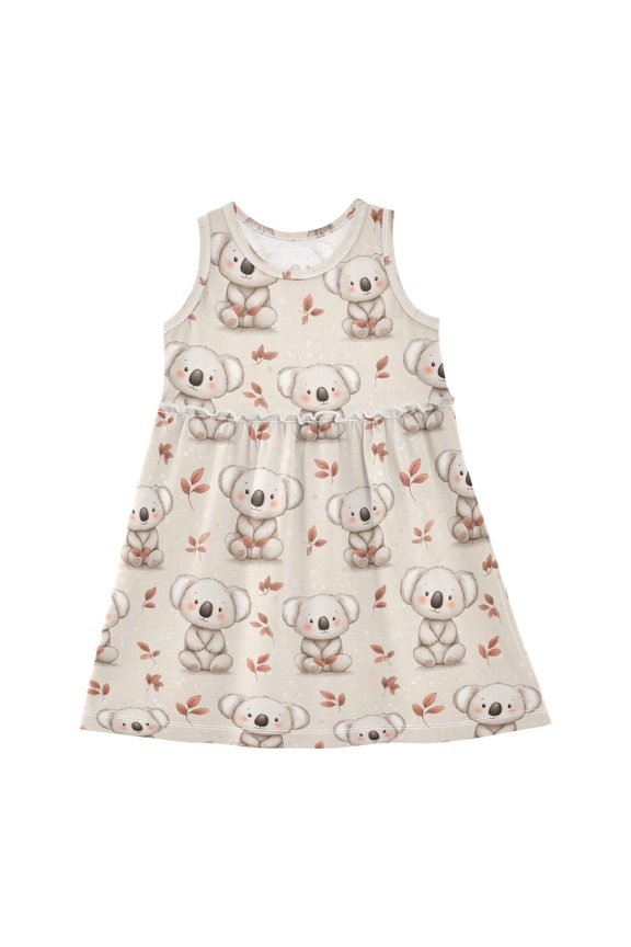 Dress Koalas Bear Sleeveless Dress for Hem A-Line Casual Sundress