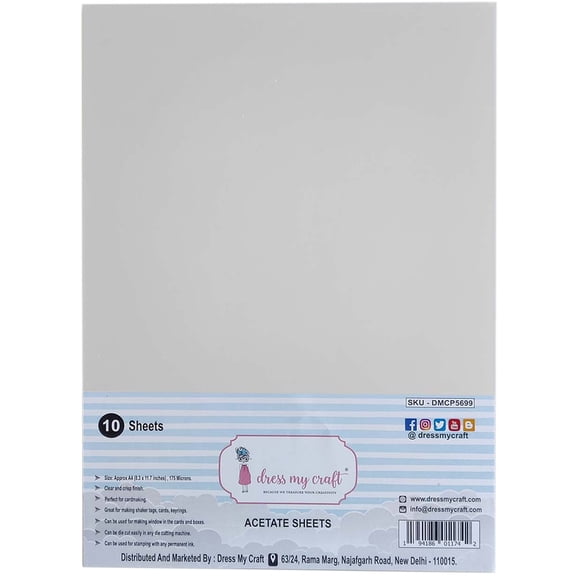 Dress My Craft Acetate Sheets A4 10/Pkg-175 Microns