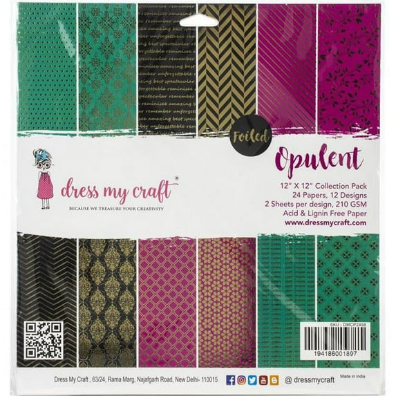 Dress My Craft DMCP2498 Opulent Collection - 12 x 12 in. Paper Pad with Foil Accents