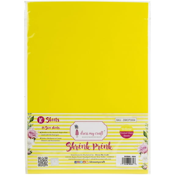 Dress My Craft Shrink Prink Frosted Sheets A4 10/Pkg-Yellow