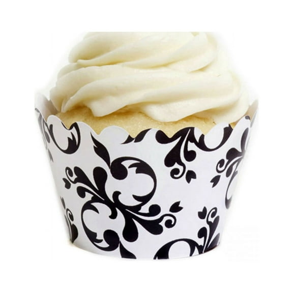 Dress My Cupcake Black Filigree Cupcake Wrappers, Set of 12