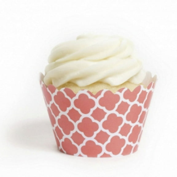 Dress My Cupcake Coral Spanish Tile Cupcake Wrappers, Set of 12