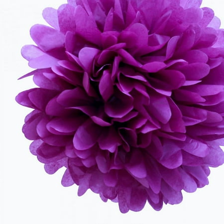 Dress My Cupcake Plum Tissue Paper Pom Poms Party Kit, Set of 12 - Affordable Tissue Paper Flowers for Arts