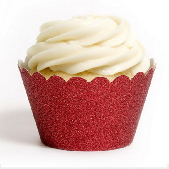 Dress My Cupcake Red Platinum Glitter Cupcake Wrappers, Set of 12