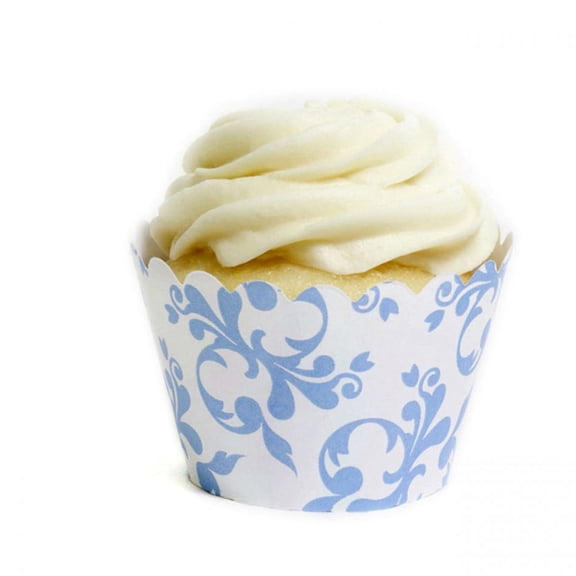 Dress My Cupcake Sky Blue Filigree Cupcake Wrappers, Set of 12