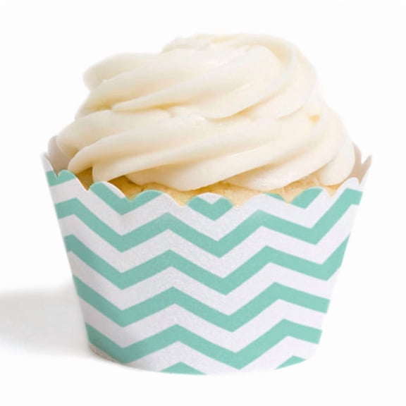 Dress My Cupcake Standard Cupcake Wrappers, Chevron, Diamond Blue, Set of 12
