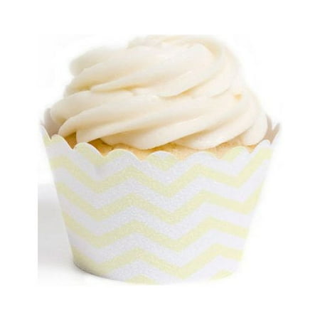 Dress My Cupcake Standard Cupcake Wrappers, Chevron, Ivory, Set of 50