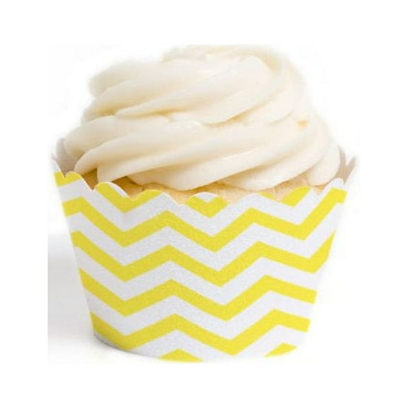Dress My Cupcake Standard Cupcake Wrappers, Chevron, Yellow, Set of 50