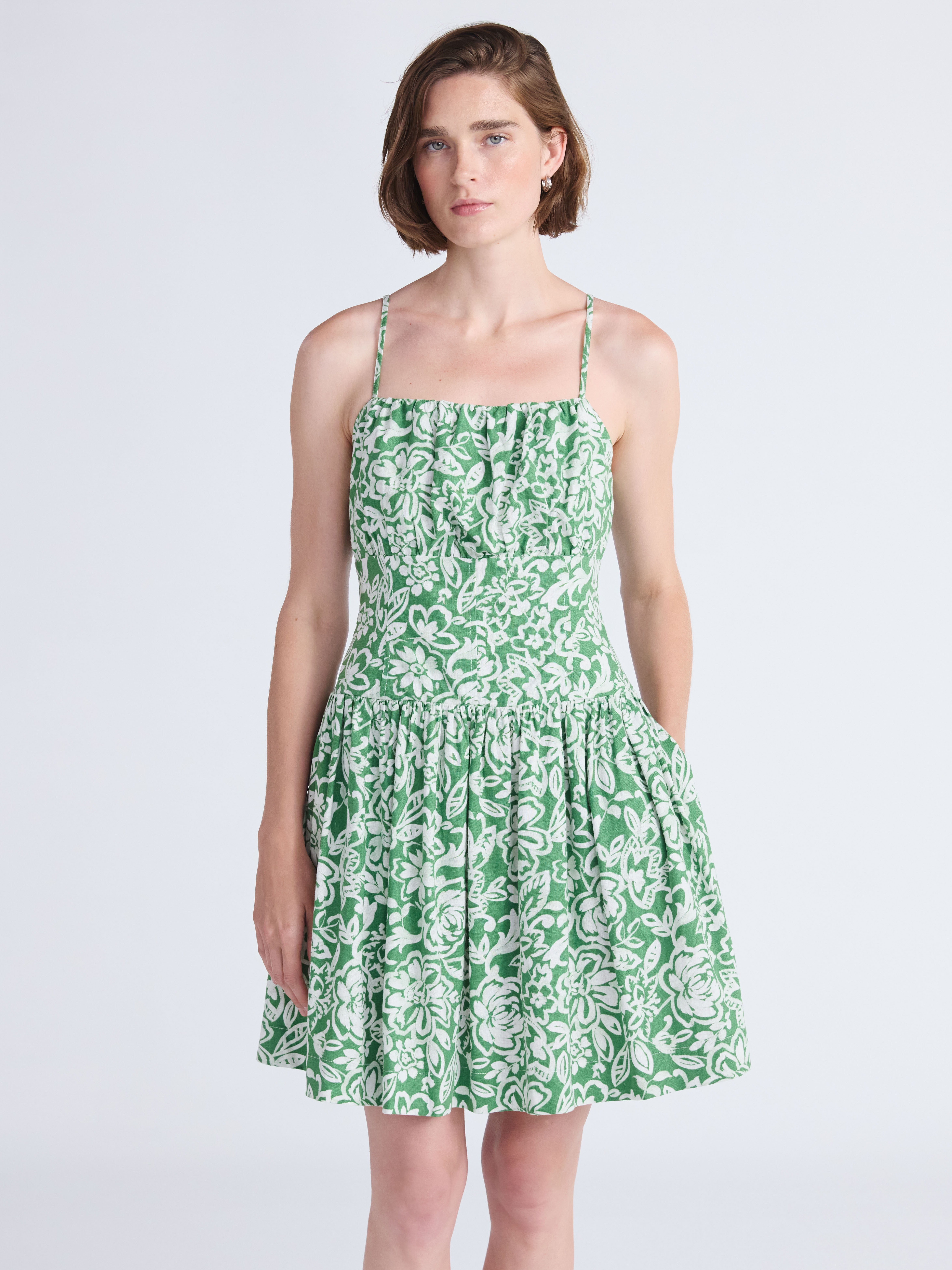 Free Assembly Women's Linen Mini Dress with Floral Print, Sleeveless, Sizes  XS-XXL - Walmart.com