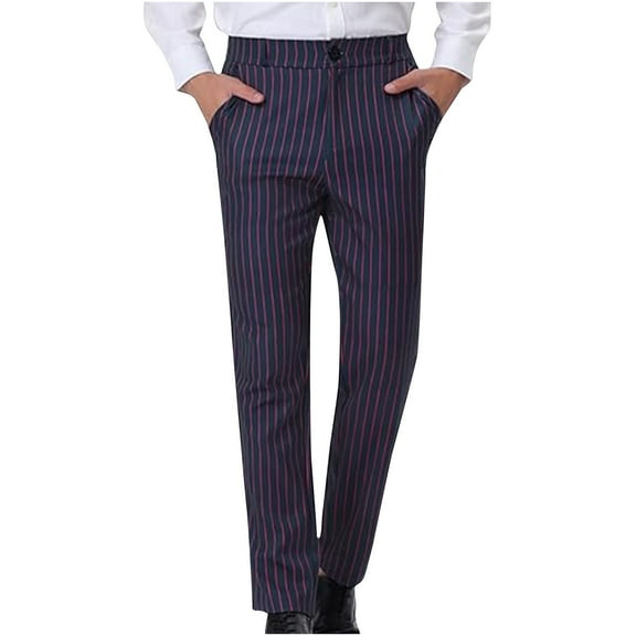 Dress Pants For Men Sevevn Men's Striped Dress Pants Straight Fit Color Block Business Stripe Trousers