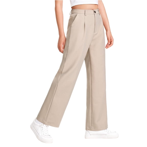 Dress Pants for Girls, Flowy Fabric with an Elasticated Waistband for Comfort, Perfect for Pairing with Blouses for a Polished, Grown-Up Look.,Complexion,140