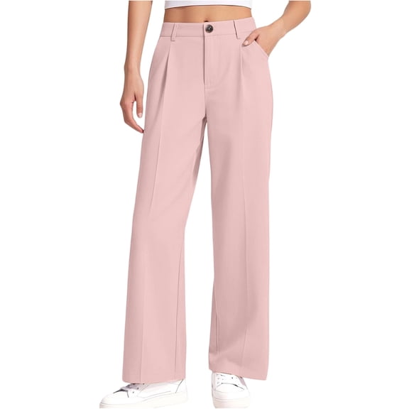 Dress Pants for Girls, Flowy Fabric with an Elasticated Waistband for Comfort, Perfect for Pairing with Blouses for a Polished, Grown-Up Look.,Pink,150