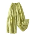 thumbnail image 1 of ZQUUVOU Dress Pants Retro Elastic Waist Straight Tube Pants Loose And Slim Wide Leg Casual Pants for Women Green, 1 of 4
