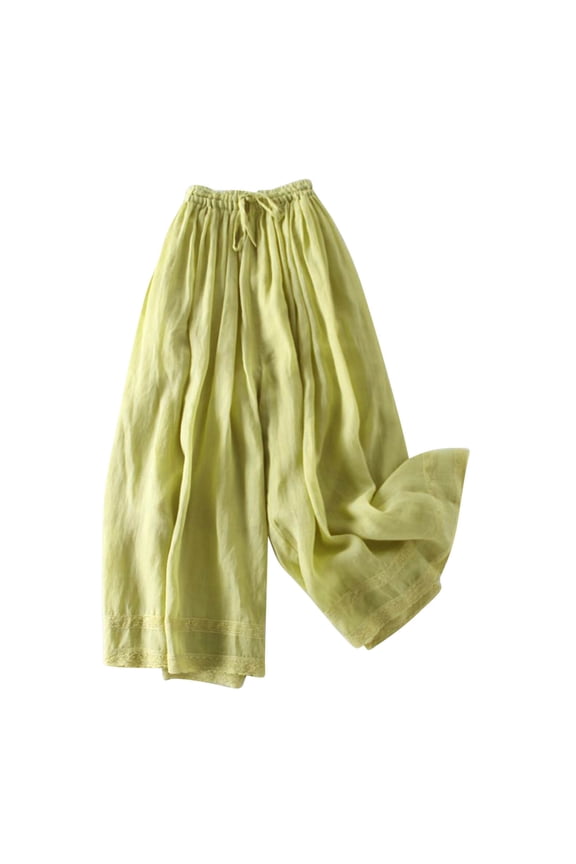 Dress Pants Retro Elastic Waist Straight Tube Pants Loose And Slim Wide Leg Casual Pants for Women Green
