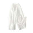 thumbnail image 1 of ZQUUVOU Dress Pants Retro Elastic Waist Straight Tube Pants Loose And Slim Wide Leg Casual Pants for Women White, 1 of 4