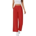 thumbnail image 1 of Dress Pants Women, Audhol Wide Leg Stretchy Work Pants Pull on Pants for Women High Waisted Slacks Womens Work Pants Red 3XL, 1 of 8