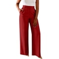 thumbnail image 1 of Dress Pants Women Audhol Women's High Waisted Flattering Straight Leg Pants Wide Leg Pants Casual Suit Long Pants High Waisted Pants for Women Wine M, 1 of 7
