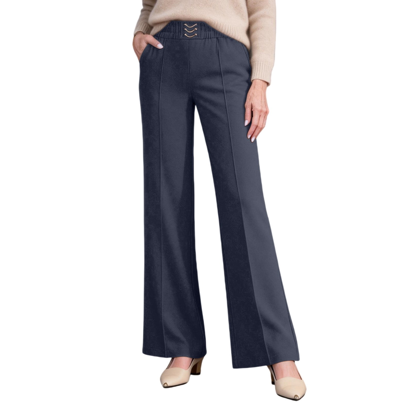 Dress Pants Women, Audhol Women's Wide Leg Stretchy Work Pants Soft ...