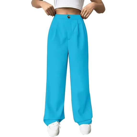 Dress Pants Women, Audhol Womens Casual Wide Leg Dress Pants High Waist Tailored Down Trousers with Pockets Work Pants Women Blue3 XL