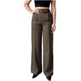 thumbnail image 1 of Dress Pants Women Business Casual High Waist Wide Leg Straigt Work Pants Petite Pull On Chino Trousers with Belt, 1 of 1