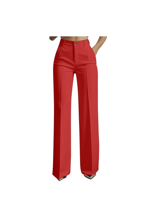 Dress Pants Women Business Casual Petite Work Trousers Button Up Stretchy Lightweight Pull On Office Slacks with Pockets