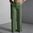 thumbnail image 1 of Dress Pants For Women Chic Minimal High Waisted With Pockets Wide Leg Straight Leg Summer Classic Casual Pleated Front Travel Outfit Easy Care Comfort Waist For Daily Movement Green M, 1 of 9