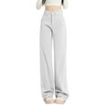 thumbnail image 1 of Dress Pants Women Fashion Wide Leg Solid Color Jeans Summer High Waist Straight Dragging Loose Skinny Design Pants Clam Leggings No Waist Jean Outfit for Women Light Jean Jackets for Womens Sh White M, 1 of 8