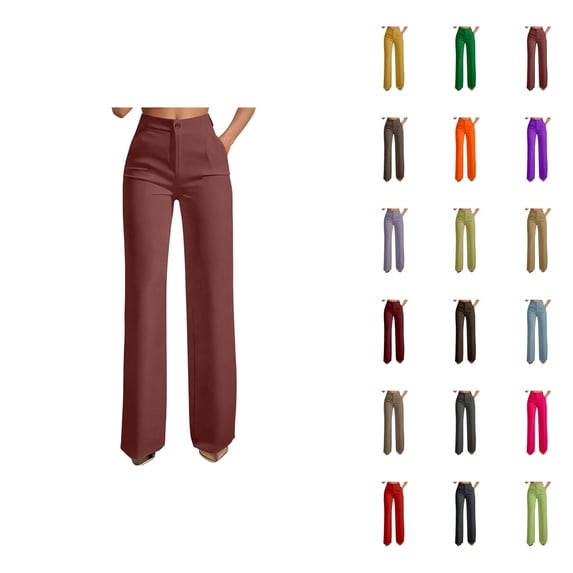 Dress Pants Women High Waisted Straight Leg Slacks Business Casual Office Work Pants with Pockets
