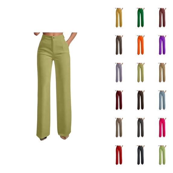 Dress Pants Women High Waisted Straight Leg Slacks Business Casual Office Work Pants with Pockets