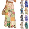 thumbnail image 1 of Dress Pants Women Petite High Waisted Wide Leg Summer Beach Vacation Pants Boho Lounge Casual Palazzo Trousers Brown M, 1 of 8