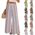 thumbnail image 1 of Dress Pants Women Petite High Waisted Wide Leg Summer Beach Vacation Pants Boho Lounge Casual Palazzo Trousers, 1 of 7