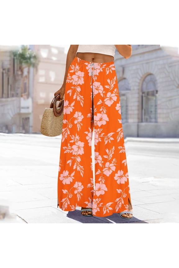 Dress Pants Women Petite High Waisted Wide Leg Summer Beach Vacation Women's Pants Boho Lounge Casual Palazzo Trousers, 2026 New Limit time off