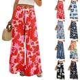 thumbnail image 1 of Dress Pants Women Petite High Waisted Wide Leg Summer Beach Vacation Women's Pants Boho Lounge Casual Palazzo Trousers Royal Blue S, 1 of 9