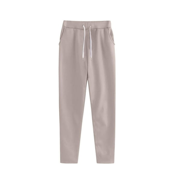Dress Pants Women Straight Leg New Womens Sweatpants Loose Fitted Elastic Waisted Drawstring Lounge Pants Workout Athletic Joggers with Pockets Khaki M