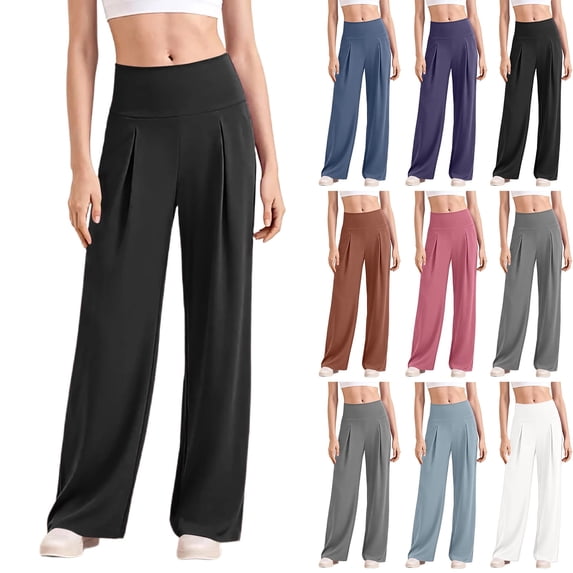 Dress Pants Women Stretchy High Waisted Teacher Pants Business Casual Office Trousers Yoga Flare Slacks Black S