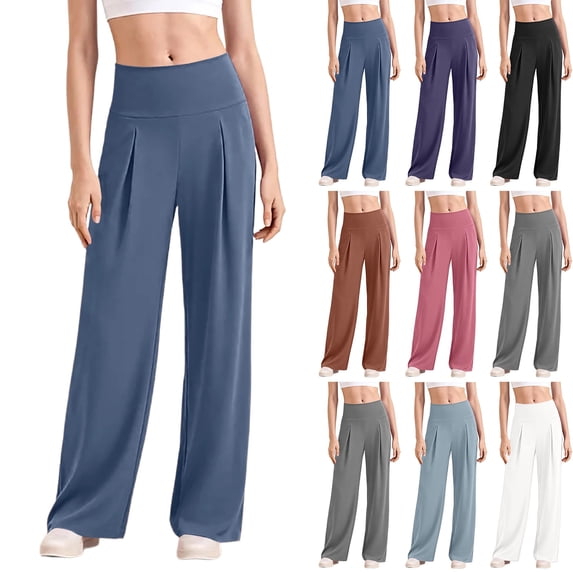 Dress Pants Women Stretchy High Waisted Teacher Pants Business Casual Office Trousers Yoga Flare Slacks Royal Blue L