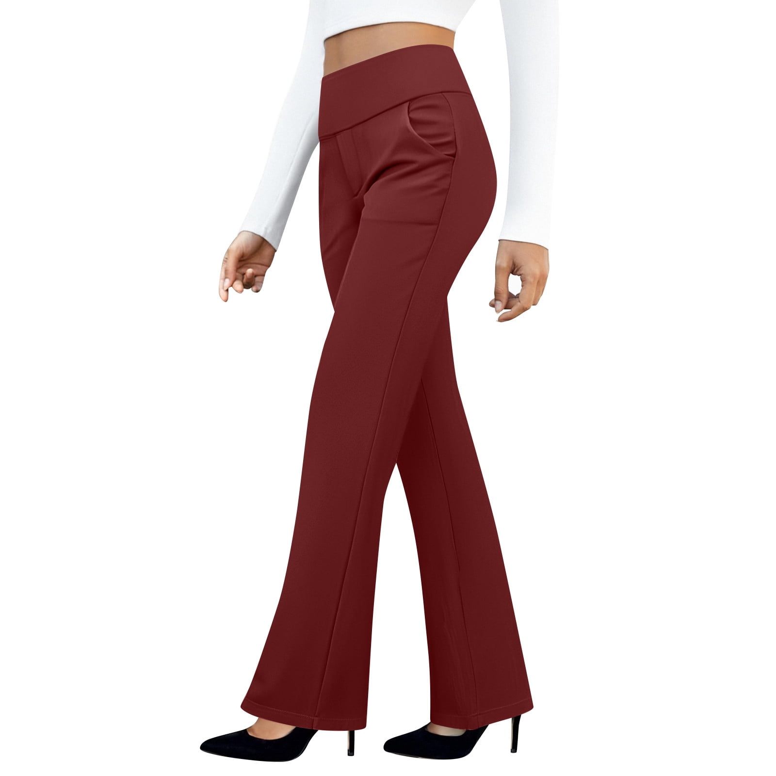 JOYCATCH Women's Wide Leg Yoga Dress Pants – High Waist Stretch Work Trousers With Pockets