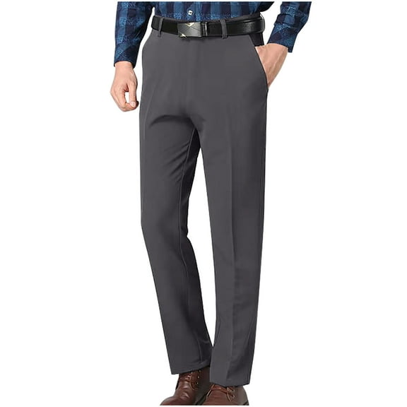 Dress Pants for Men Big and Tall Solid Business Casual Chino Pants Plus Size Dressy Suit Trousers Work Office Pants with Pockets
