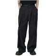 thumbnail image 1 of Dress Pants for Men Business Casual Wide Leg Suit Pants Solid Color Chino Trousers with Pockets, Black, XL, 1 of 7
