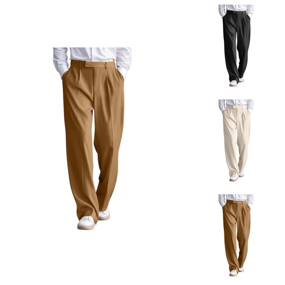 Dress Pants for Men Comfortable Flat Front Business Casual Pants with Pockets Mens Slacks Trousers