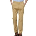 thumbnail image 1 of Dress Pants for Men Slim Fit Stretch Suit Pants Straight Leg Cotton Trousers with Pockets, Brown, L, 1 of 5