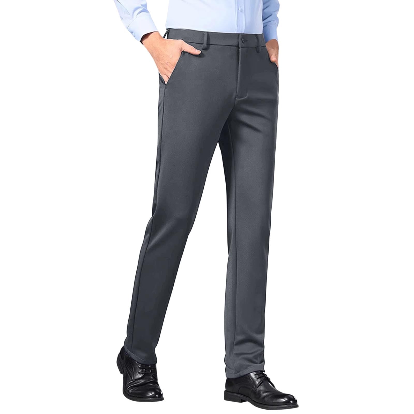 walmart grey dress pants Juuyy Mens Dress Pants Classic Business Casual Trousers Comfortable Stretch Flat Front Regular Fit Office Professional Suit Pants Dark Gray 34, Men's