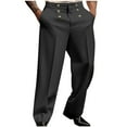 thumbnail image 1 of Dress Pants for Men with Pockets Business Work High Waisted Straight Leg Trousers Mens Solid Color Button Pleated Full Length Golf Pant, 1 of 5
