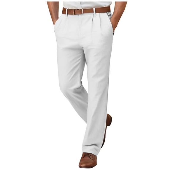 Dress Pants for Mens Casual Pleated Front Work Suit Pants Straight Leg Slacks Comfort Trousers with Pockets