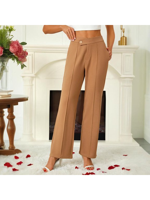 Dress Pants for Women Asymmetrical High Waisted Business Casual Slacks Fashion Exposed Seam Office Work Trousers