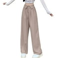 thumbnail image 1 of Dress Pants for Women Business Casual Work Pants High Waisted Fold over Loose Wide Leg Flowy Dressy Slacks(3X-Large,Khaki), 1 of 5