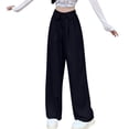 thumbnail image 1 of Dress Pants for Women Business Casual Work Pants High Waisted Fold over Loose Wide Leg Flowy Dressy Slacks(Small,Black), 1 of 5